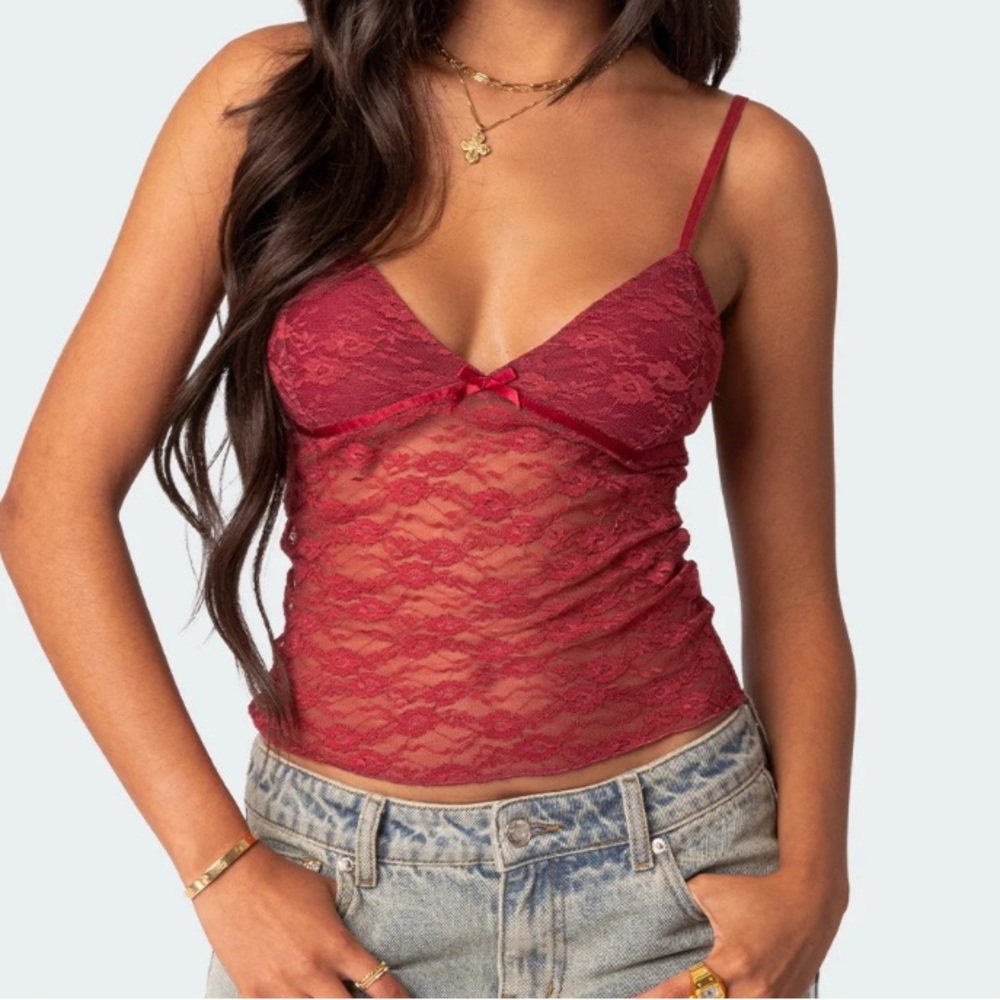 Edikted Red Lace Top
